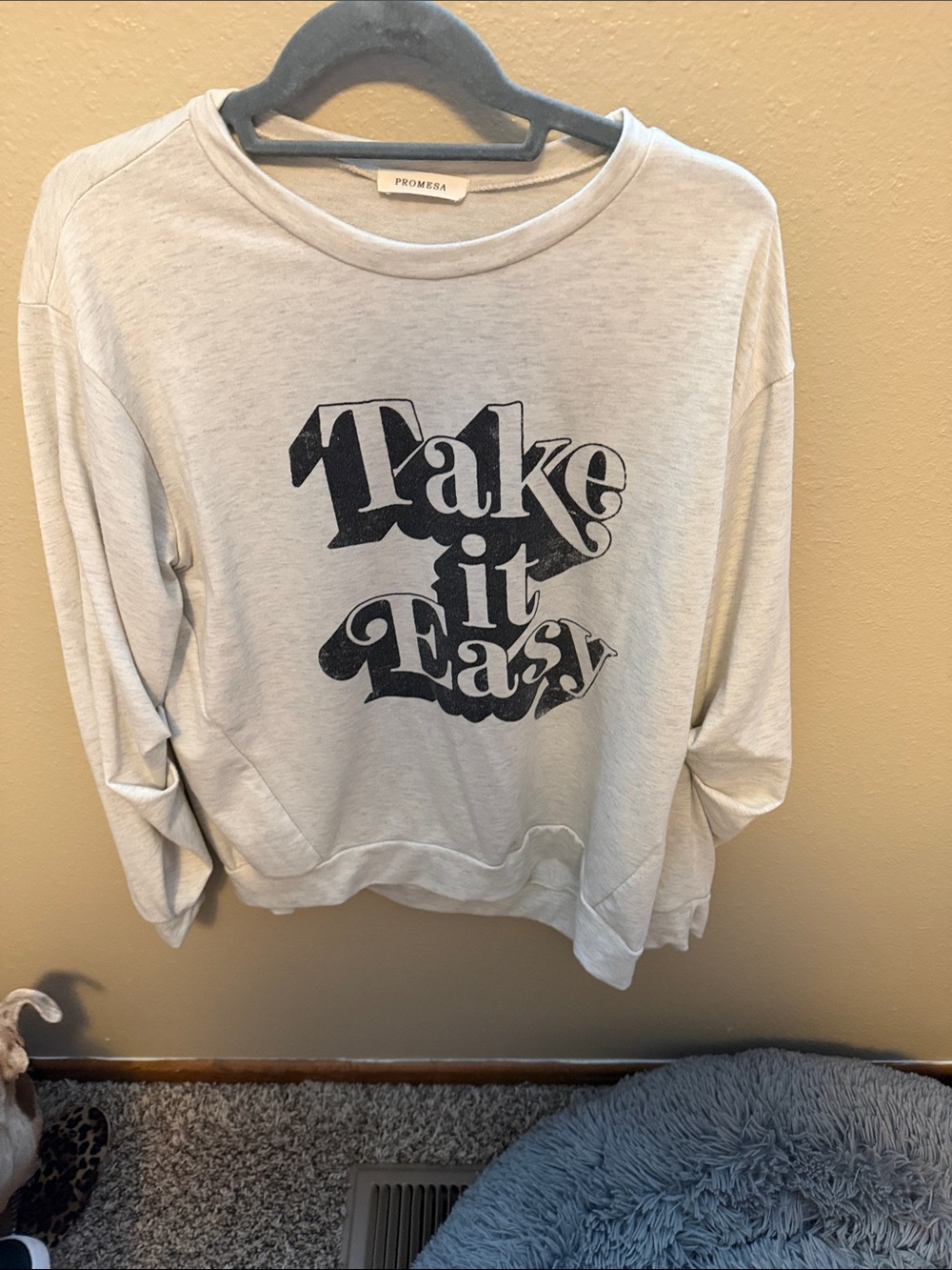 Promesa Light Gray "Take It Easy" Crewneck